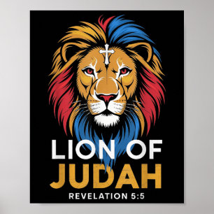 Póster León de Judá Dios Jesús Cruz Cristiano Religioso