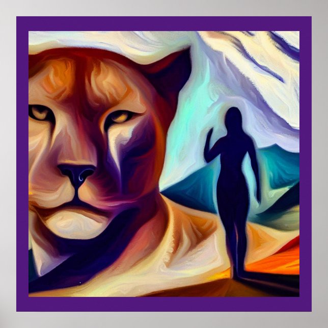 Póster León de la Montaña Animal de Espíritu (1) (Frente)