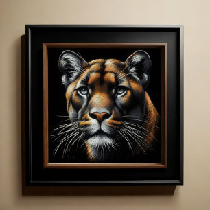 Póster León de la montaña del dibujo del Pastel duro