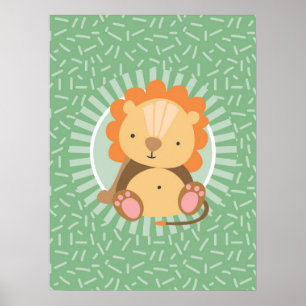 Póster León de la selva lindo - Animales divertidos del z