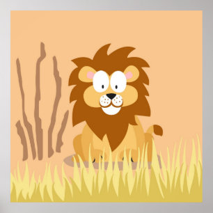 Póster León de mi serie de animales del mundo