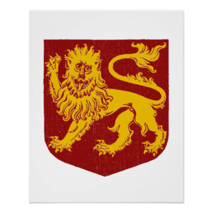 Póster León de Oro sobre el Escudo Rojo