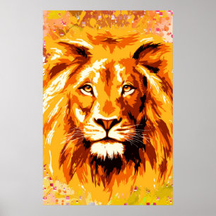 Póster León de Safari   Poster de leones coloridos