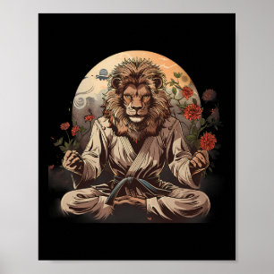 Póster León de Taekwondo Floral Mma Kickboxing Jiu-jitsu