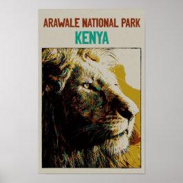 Póster León del Parque Nacional Arawale de Kenia