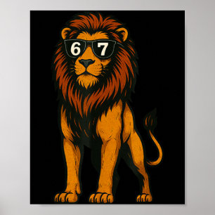 Póster León Divertido Singles 67 Seis Siete Meme