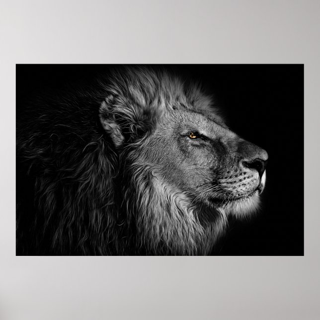 Póster León en blanco y negro (Frente)