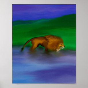 Póster "León en el agua"