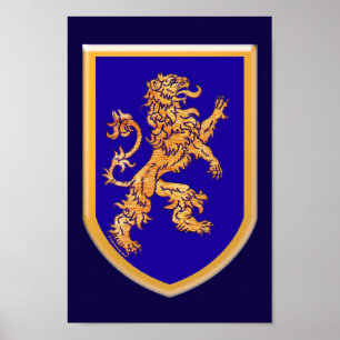 Póster León en el escudo azul
