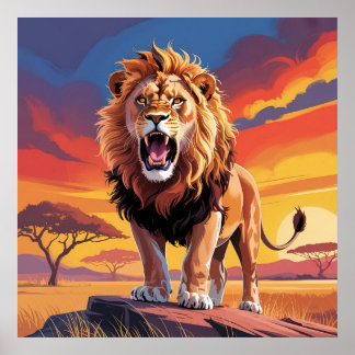 Póster León En La Naturaleza