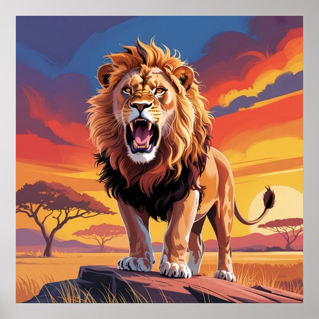 Póster León En La Naturaleza (Frente)