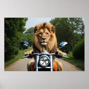 Póster León en moto