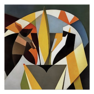 Póster León En Un Estilo De Arte De Resumen Geométrico