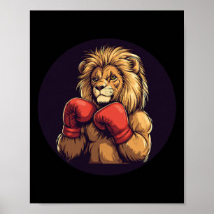 Póster León Fuerte Con Vestiduras De Boxeo Para Niños Y