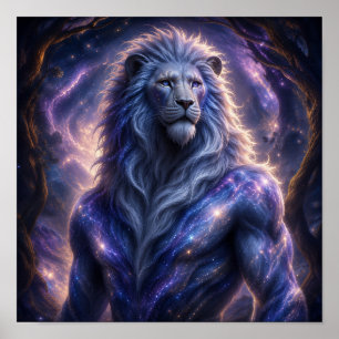 Póster León Galáctico - Guardián Felino de Lira