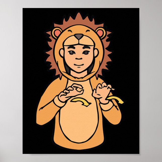 Póster León gesto de mano ASL Conciencia de pérdida audit (Frente)