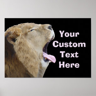 Póster León gracioso con Poster de lengua sin lengua