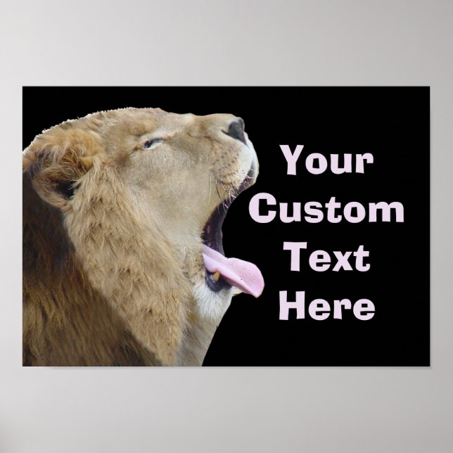 Póster León gracioso con Poster de lengua sin lengua (Frente)