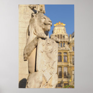 Póster León guardián a la entrada al ayuntamiento medieva