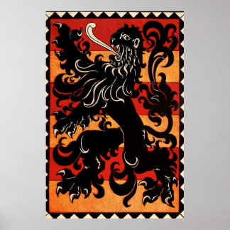 Póster León heráldico vintage (Bélgica)