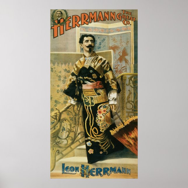 Póster Leon Herrmann Magician Vintage (Frente)