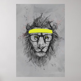 Póster león hipster