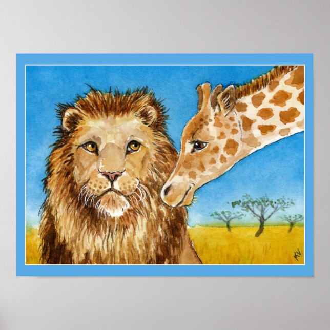 Póster León, jirafa, poster de animales africanos (Frente)