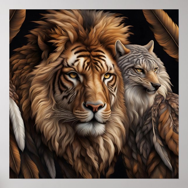 Póster León, lobo con cara de reenvío (Frente)