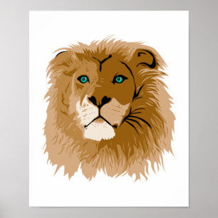 Póster León macho de bonito con ojos azules