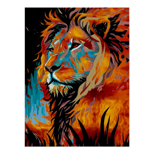 Póster León Majestuoso Protegiendo Bosques (Anverso)