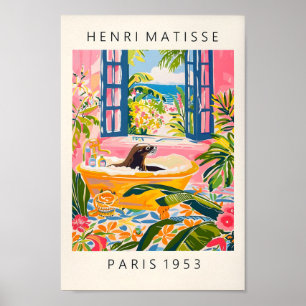 Póster León marino en bañera Poster divertido, Matisse Ar