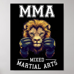 Póster León Mma fuerte - Lucha en jaula de boxeo tailandé