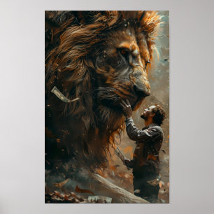 Póster León monetario: Poster único que presenta un león