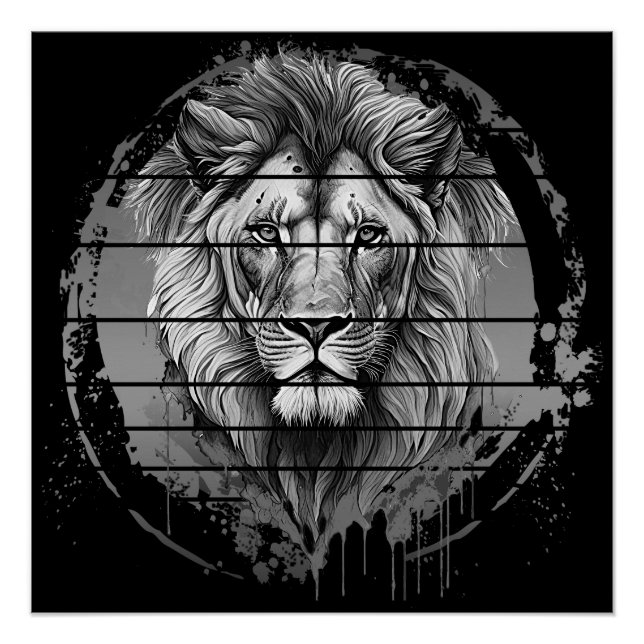 Póster León negro y blanco (Anverso)