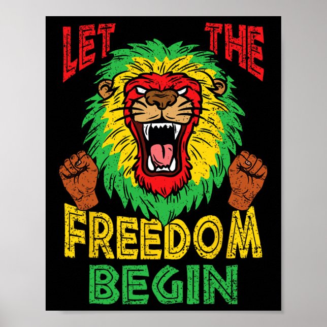 Póster León rasta Libertad Junetdecilla Historia Negra Áf (Frente)