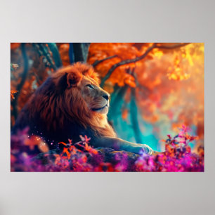 Póster León Regio en Diseño de Bosque Encantado