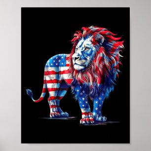 Póster León rojo blanco y azul