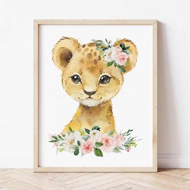 Póster León, Safari, Selva, Flores rosas, Nursera Chica (Subido por el creador)