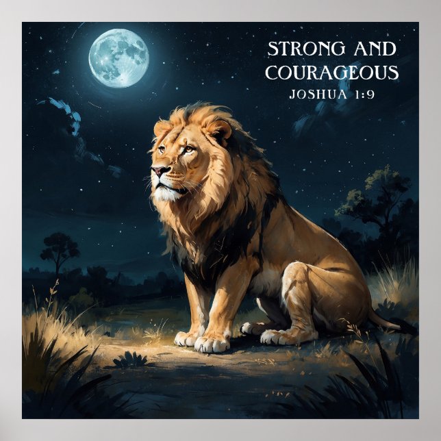 Póster León tranquilo en estado salvaje en las estrellas  (Frente)