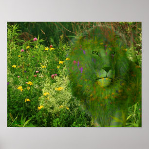 Póster Leon Wildflowers Fantasy Art Poster
