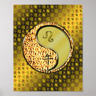 Póster León y caballo Metalizado