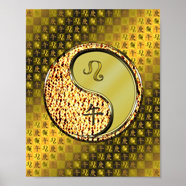 Póster León y caballo Metalizado (Frente)