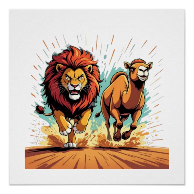 Póster León y Llama Dash (Anverso)