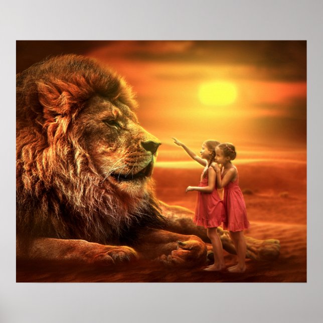 Póster León y niñas pequeñas (Frente)