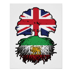 Póster León y Sol de Raíces Iraníes Crecido en Británico