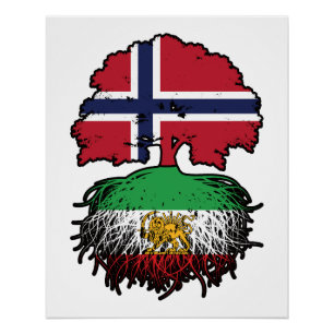 Póster León y Sol de Raíces Iraníes Crecido en Noruega