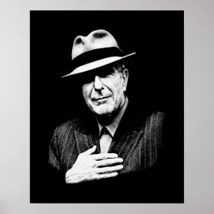 Póster Leonard Cohen - Leyenda musical en blanco y negro