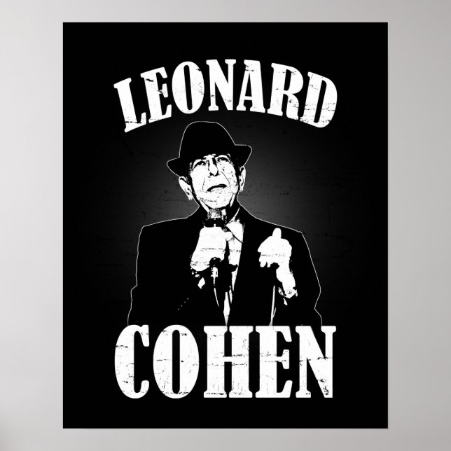 Póster Leonard Cohen On Stage Destroyed Tee Vintage (Frente)