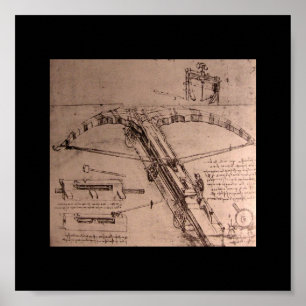 Póster Leonardo da Vinci, diseño para una ballesta enorme