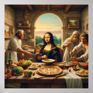 Póster Leonardo Da Vinci Entreteniéndose con algunos amig